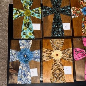 Decorative Handmade Wood and Fabric Crosses
